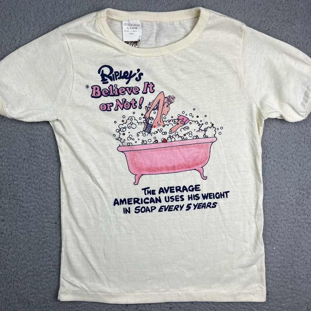 Vintage 70s‎ Ripley's Believe It or Not! T Shirt White Montgomery Ward Rare Kids